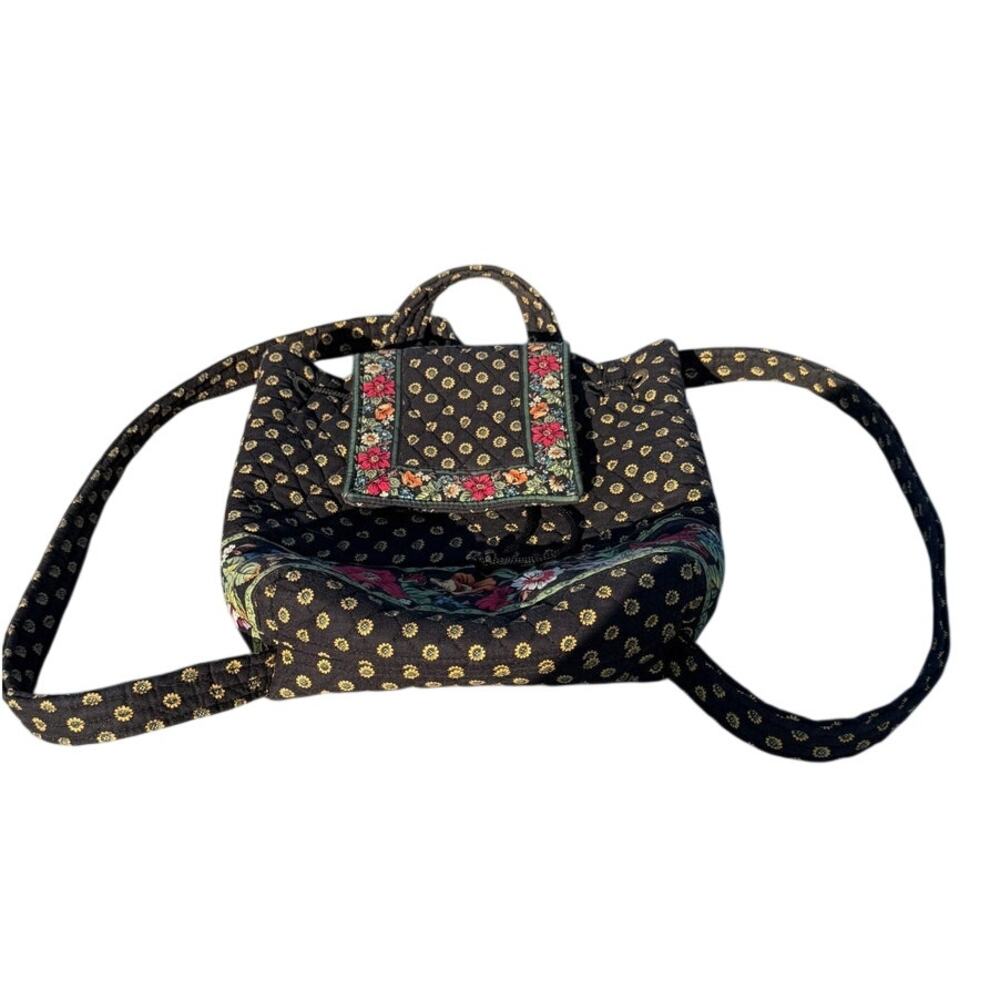 Vintage Quilted Vera Bradley Backpack in Retired "Vibrant Black" Print